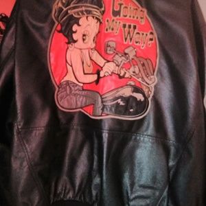 Real leather Betty Boop jacket and free Betty Boop